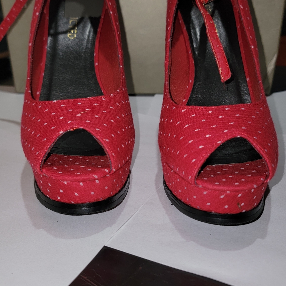 Restricted Red Patterned Platform Wedges - Picture 5 of 5